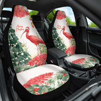Trinidad And Tobago Christmas Car Seat Cover Scarlet Ibis Wild Poinsettia Watercolor - Wonder Print Shop