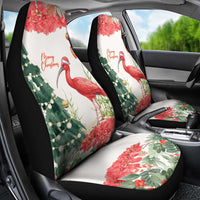 Trinidad And Tobago Christmas Car Seat Cover Scarlet Ibis Wild Poinsettia Watercolor - Wonder Print Shop