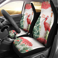 Trinidad And Tobago Christmas Car Seat Cover Scarlet Ibis Wild Poinsettia Watercolor - Wonder Print Shop