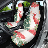 Trinidad And Tobago Christmas Car Seat Cover Scarlet Ibis Wild Poinsettia Watercolor - Wonder Print Shop