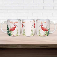 Personalized Trinidad And Tobago Christmas Ceramic Mug Scarlet Ibis Wild Poinsettia Watercolor - Wonder Print Shop