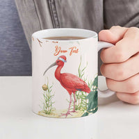 Personalized Trinidad And Tobago Christmas Ceramic Mug Scarlet Ibis Wild Poinsettia Watercolor - Wonder Print Shop