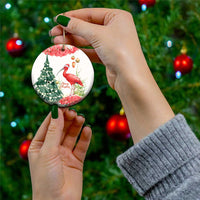 Personalized Trinidad And Tobago Christmas Ceramic Ornament Scarlet Ibis Wild Poinsettia Watercolor - Wonder Print Shop