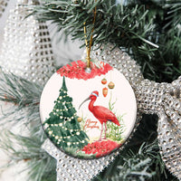Personalized Trinidad And Tobago Christmas Ceramic Ornament Scarlet Ibis Wild Poinsettia Watercolor - Wonder Print Shop