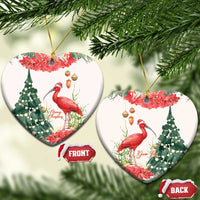 Personalized Trinidad And Tobago Christmas Ceramic Ornament Scarlet Ibis Wild Poinsettia Watercolor - Wonder Print Shop