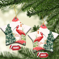 Personalized Trinidad And Tobago Christmas Ceramic Ornament Scarlet Ibis Wild Poinsettia Watercolor - Wonder Print Shop