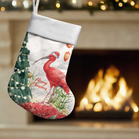 Personalized Trinidad And Tobago Christmas Stocking Scarlet Ibis Wild Poinsettia Watercolor - Wonder Print Shop