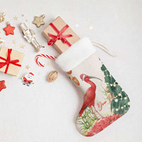 Personalized Trinidad And Tobago Christmas Stocking Scarlet Ibis Wild Poinsettia Watercolor - Wonder Print Shop