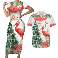 Personalized Trinidad And Tobago Christmas Couples Matching Short Sleeve Bodycon Dress and Hawaiian Shirt Scarlet Ibis Wild Poinsettia Watercolor - Wonder Print Shop