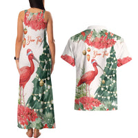 Personalized Trinidad And Tobago Christmas Couples Matching Tank Maxi Dress and Hawaiian Shirt Scarlet Ibis Wild Poinsettia Watercolor - Wonder Print Shop