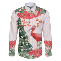 Personalized Trinidad And Tobago Christmas Family Matching Long Sleeve Bodycon Dress and Hawaiian Shirt Scarlet Ibis Wild Poinsettia Watercolor - Wonder Print Shop