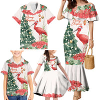 Personalized Trinidad And Tobago Christmas Family Matching Mermaid Dress and Hawaiian Shirt Scarlet Ibis Wild Poinsettia Watercolor - Wonder Print Shop