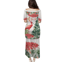 Personalized Trinidad And Tobago Christmas Family Matching Puletasi and Hawaiian Shirt Scarlet Ibis Wild Poinsettia Watercolor - Wonder Print Shop