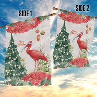 Trinidad And Tobago Christmas Garden Flag Scarlet Ibis Wild Poinsettia Watercolor - Wonder Print Shop