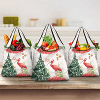 Trinidad And Tobago Christmas Grocery Bag Scarlet Ibis Wild Poinsettia Watercolor - Wonder Print Shop