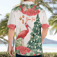 Personalized Trinidad And Tobago Christmas Hawaiian Shirt Scarlet Ibis Wild Poinsettia Watercolor - Wonder Print Shop