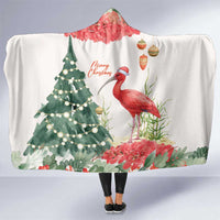 Trinidad And Tobago Christmas Hooded Blanket Scarlet Ibis Wild Poinsettia Watercolor - Wonder Print Shop