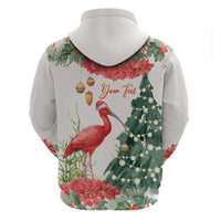 Personalized Trinidad And Tobago Christmas Hoodie Scarlet Ibis Wild Poinsettia Watercolor - Wonder Print Shop
