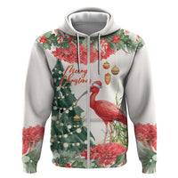 Personalized Trinidad And Tobago Christmas Hoodie Scarlet Ibis Wild Poinsettia Watercolor - Wonder Print Shop