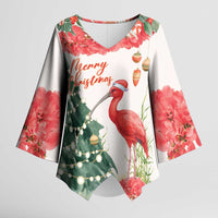 Personalized Trinidad And Tobago Christmas Kimono Sleeve Blouse Scarlet Ibis Wild Poinsettia Watercolor - Wonder Print Shop