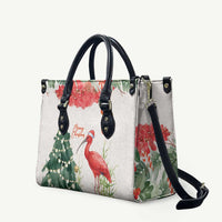 Trinidad And Tobago Christmas Leather Bag Scarlet Ibis Wild Poinsettia Watercolor - Wonder Print Shop