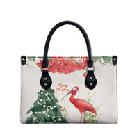 Trinidad And Tobago Christmas Leather Bag Scarlet Ibis Wild Poinsettia Watercolor - Wonder Print Shop