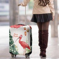 Trinidad And Tobago Christmas Luggage Cover Scarlet Ibis Wild Poinsettia Watercolor - Wonder Print Shop