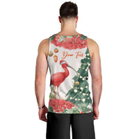 Personalized Trinidad And Tobago Christmas Men Tank Top Scarlet Ibis Wild Poinsettia Watercolor - Wonder Print Shop