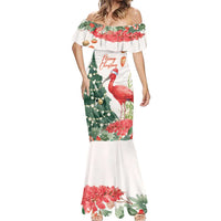Personalized Trinidad And Tobago Christmas Mermaid Dress Scarlet Ibis Wild Poinsettia Watercolor - Wonder Print Shop