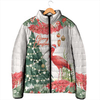 Personalized Trinidad And Tobago Christmas Padded Jacket Scarlet Ibis Wild Poinsettia Watercolor - Wonder Print Shop