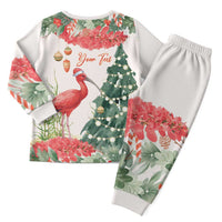 Personalized Trinidad And Tobago Christmas Pajama Set Scarlet Ibis Wild Poinsettia Watercolor - Wonder Print Shop