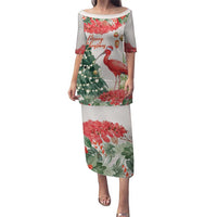 Personalized Trinidad And Tobago Christmas Puletasi Scarlet Ibis Wild Poinsettia Watercolor - Wonder Print Shop