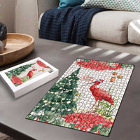 Trinidad And Tobago Christmas Puzzle Scarlet Ibis Wild Poinsettia Watercolor - Wonder Print Shop