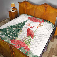 Trinidad And Tobago Christmas Quilt Scarlet Ibis Wild Poinsettia Watercolor - Wonder Print Shop