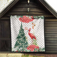 Trinidad And Tobago Christmas Quilt Scarlet Ibis Wild Poinsettia Watercolor - Wonder Print Shop