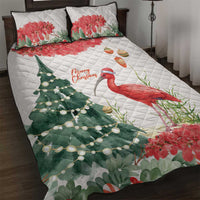 Trinidad And Tobago Christmas Quilt Bed Set Scarlet Ibis Wild Poinsettia Watercolor - Wonder Print Shop