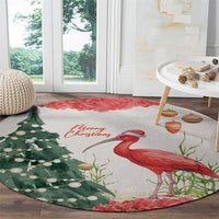 Trinidad And Tobago Christmas Round Carpet Scarlet Ibis Wild Poinsettia Watercolor - Wonder Print Shop