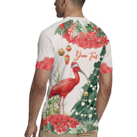 Personalized Trinidad And Tobago Christmas Rugby Jersey Scarlet Ibis Wild Poinsettia Watercolor - Wonder Print Shop