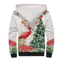 Personalized Trinidad And Tobago Christmas Sherpa Hoodie Scarlet Ibis Wild Poinsettia Watercolor - Wonder Print Shop