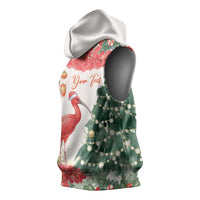 Personalized Trinidad And Tobago Christmas Sleeveless Hoodie Scarlet Ibis Wild Poinsettia Watercolor - Wonder Print Shop