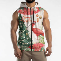Personalized Trinidad And Tobago Christmas Sleeveless Zip Hoodie Scarlet Ibis Wild Poinsettia Watercolor - Wonder Print Shop