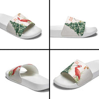 Trinidad And Tobago Christmas Slide Sandals Scarlet Ibis Wild Poinsettia Watercolor - Wonder Print Shop