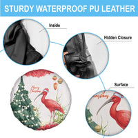 Trinidad And Tobago Christmas Spare Tire Cover Scarlet Ibis Wild Poinsettia Watercolor - Wonder Print Shop