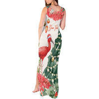 Personalized Trinidad And Tobago Christmas Tank Maxi Dress Scarlet Ibis Wild Poinsettia Watercolor - Wonder Print Shop
