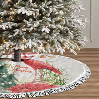 Trinidad And Tobago Christmas Tree Skirt Scarlet Ibis Wild Poinsettia Watercolor - Wonder Print Shop