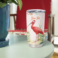 Personalized Trinidad And Tobago Christmas Tumbler Cup Scarlet Ibis Wild Poinsettia Watercolor - Wonder Print Shop