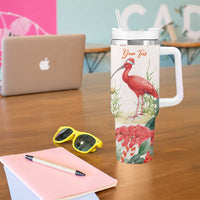 Personalized Trinidad And Tobago Christmas Tumbler With Handle Scarlet Ibis Wild Poinsettia Watercolor - Wonder Print Shop