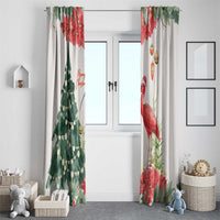 Trinidad And Tobago Christmas Window Curtain Scarlet Ibis Wild Poinsettia Watercolor - Wonder Print Shop