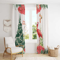 Trinidad And Tobago Christmas Window Curtain Scarlet Ibis Wild Poinsettia Watercolor - Wonder Print Shop