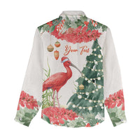 Personalized Trinidad And Tobago Christmas Women Casual Shirt Scarlet Ibis Wild Poinsettia Watercolor - Wonder Print Shop